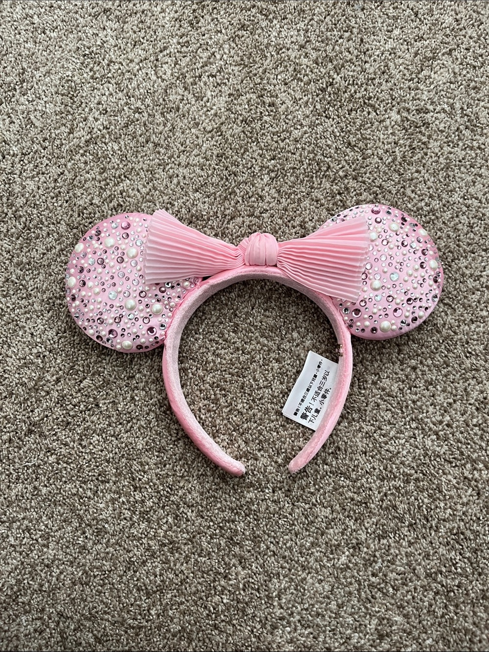 Disney X Baublebar Pink Crystal Embellished Mouse Ear Headband with Bow